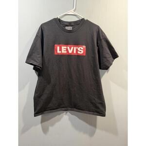 Mens Levis T Shirt Size XL Black With Red And White Print Brand